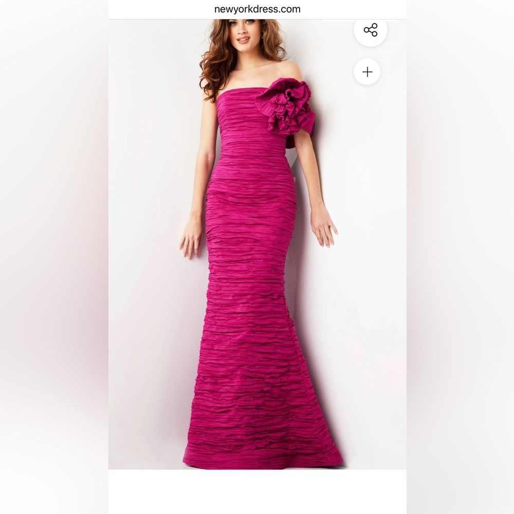 Elegant Fuchsia One-Shoulder Dress Jovani